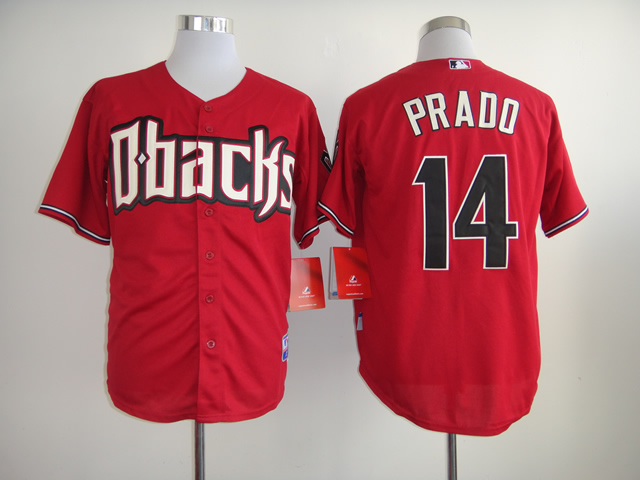 Men Arizona Diamondback 14 Prado Red MLB Jerseys